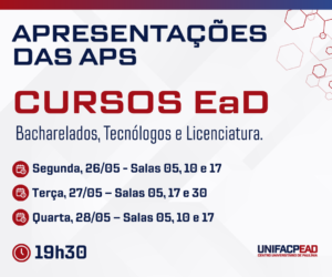 Alunos dos cursos EaD da UNIFACP apresentarão APS nos dias 27 e 28 de maio